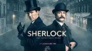 シャーロック・ホームズとワトソンがポーズを取っている