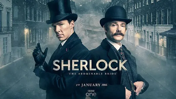 シャーロック・ホームズとワトソンがポーズを取っている